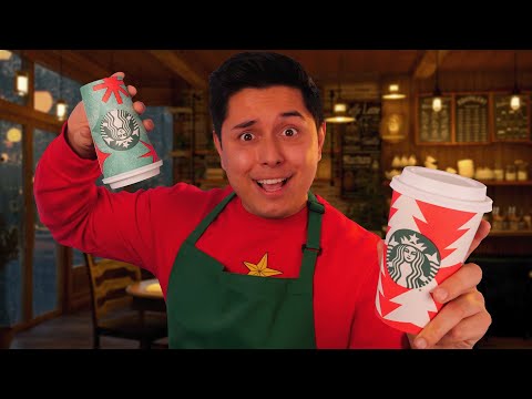 ASMR | Starbucks Christmas Coffee Shop Visit | 4K