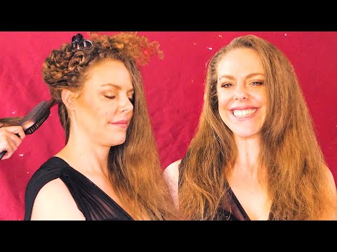 ASMR 💕 Gorgeous Corrina gets Hair Salon Styling, Curly Hair Straightening ⚡ Very Tingly!