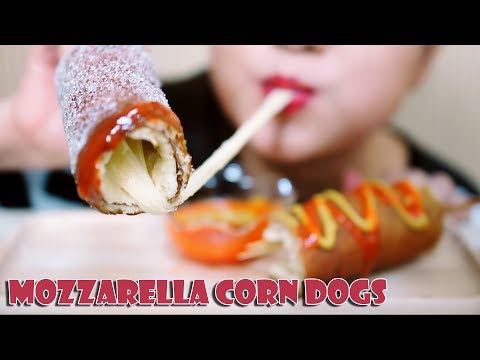 ASMR Mozzarella Corn Dogs (BIG BITE) EATING SOUND | LINH-ASMR