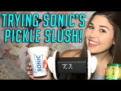 3DIO ASMR - Trying Sonic's New Pickle Slush! 🥒 (Crunchy, Whispering, Eating)