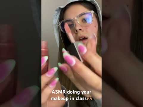 Full video on my channel!! Girl does your makeup in class ✨🫶🏼 #asmr #relaxing #tingles #satisfying