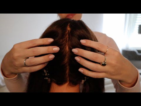 ASMR | Hair parting & scalp scratching close up - calming sounds for sleep, study, work, etc