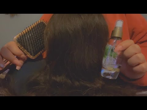 ASMR| Oiling your scalp & brushing your hair| Minimal talking, hair parting, scalp scratching 😴