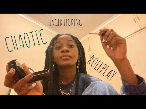 passive aggressive girl does your makeup (fast and chaotic, mouth sounds, finger licking)