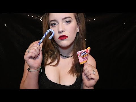 ASMR Lolipop Licking - Candy Cane Eating - Mouth Sounds