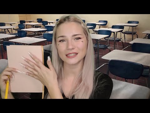 ASMR Girl Sketches You in Class (and examines your face)