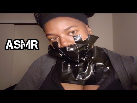 Layers of Duct Tape Asmr - face neck and chest + whispering scratching and tapping