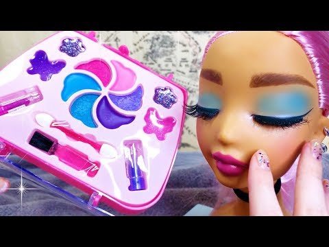 ASMR Applying Kids Makeup on Doll Head #2 (Whispered)