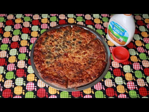 HALF OLIVE & CHEESE PIZZA RANCH ASMR EATING SOUNDS