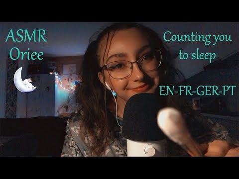 ASMR | Counting you to sleep in EN-FR-GER-PT with some mouth sounds & visual triggers 🦋