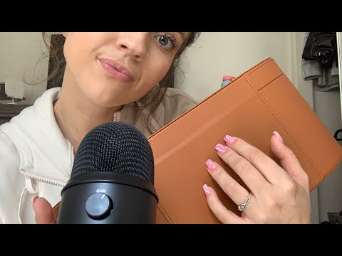 ASMR| TAPPING AND SCRATCHING ON LEATHER- LENS TAPPING & MOUTH SOUNDS