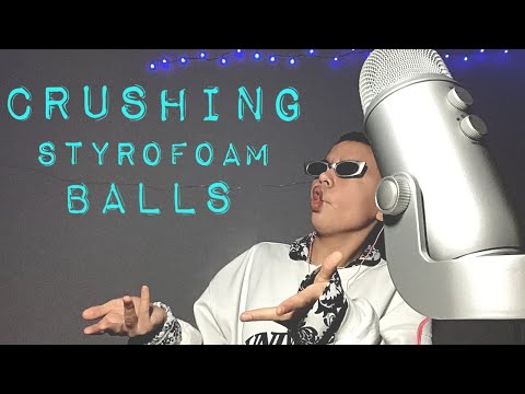 ASMR crushing styrofoam balls