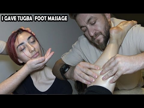 I GAVE TUGBA FOOT MASSAGE &FOOT-NECK CRACK& asmr female leg, back, palm, neck massage &bayan masajı