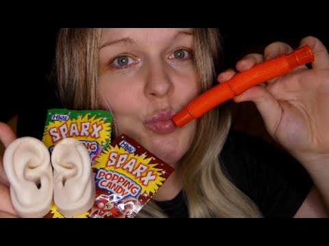 ASMR INTENSE Tube Mouth Sounds W/ Pop Rocks, Close Up In Ears.