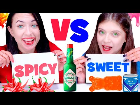 ASMR Spicy VS Sweet Food Challenge By LiLiBu