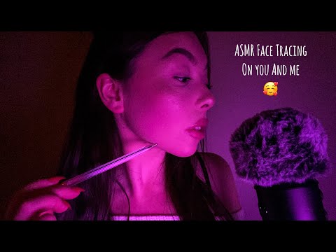 ASMR FACE TRACING ON YOU AND ME! INAUDIBLE WHISPERING