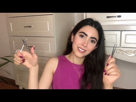 ASMR | Eyebrows Plucking And Shaping-Tweezer Sounds,Scissors Sounds (Personal Attention)