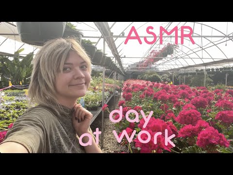 Ambient nature ASMR ~ working at a greenhouse 🌷 + hanging with a cat 🐈 (no talking)