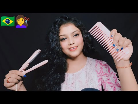 ASMR Brazilian Girl | Doing Your Hairwash, Haircut And Styling Your Hair | idioma portugues 🇧🇷 💇‍♀️