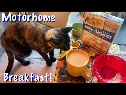 ASMR Breakfast with Rebecca in the RV! (Whispered) Pancakes & Ham & Eggs! Sizzley goodness! Yum!