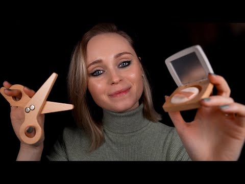 ASMR | Giving you a MAKEOVER using WOODEN tools (no mouth sounds or layered sounds)