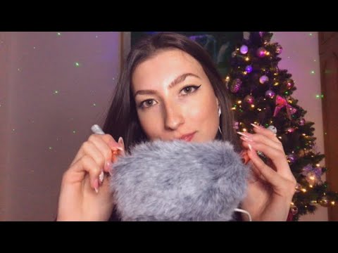 ASMR Mic Brushing with Crackling Fire Sounds + Ramble Whispering 🔥🌟