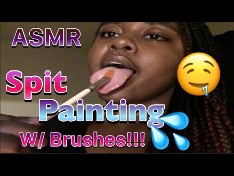 ASMR Spit Painting W/ Brushes!!! 👩‍🎨 (Tingly Mouth Sounds 🫦) Personal Attention #asmr
