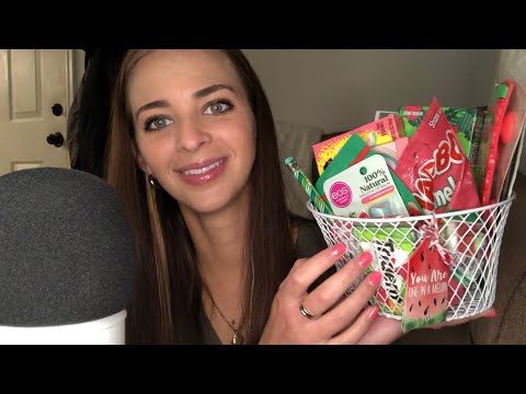Watermelon Themed ASMR 🍉 (lots of tapping, crinkles, and hand movements)