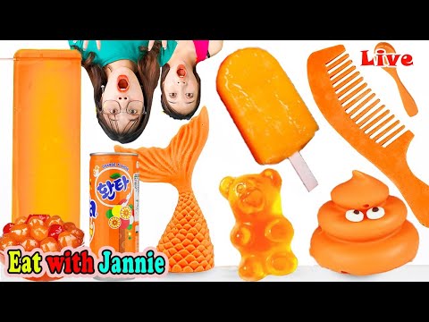 Mukbang Orange food, Kumquat Tanghulu, Fanta Jelly, Sheet Jelly 오렌지 음식을 먹고 Eat with Jannie