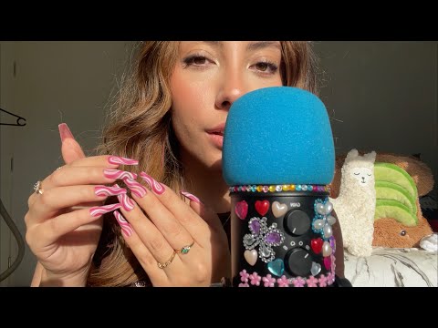 ASMR Nail tapping, hand movements, mouth sounds & mic scratching💗 ~for study and sleep!~ |Whispered