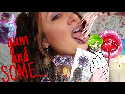 chew blow pop suck lick ~ ASMR GUM [nail tapping, wrapper crinkling, lollipop sucking] 30+ triggers