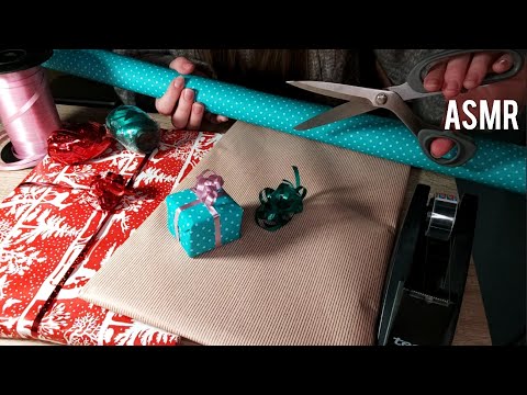 ASMR Christmas Gift Wrapping (Crinkles, Scissors & Paper Sounds)