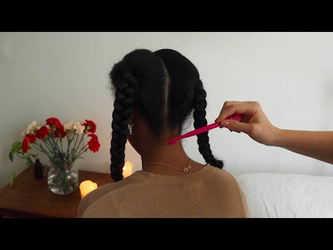 ASMR baby hairs, braids, parting and “scalp check” on Lauren (whisper)
