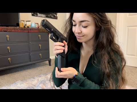 ASMR Glock 17 9mm Pistol & Magazine Sounds For Deep Sleep & Relaxation w/ Whispering and Tapping