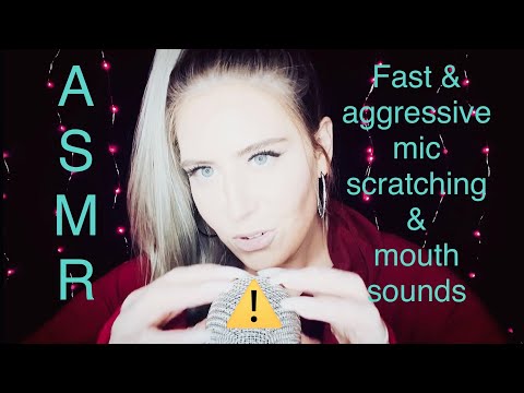 ASMR⚡️Fast & aggressive⚡️Tingly mic scratching & mouth sounds⚠️ #asmr #asmrfastandaggressive