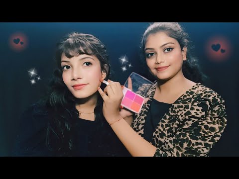 ASMR Doing My Sister Makeup And Hairstyle | Parsonal Attention | 💄