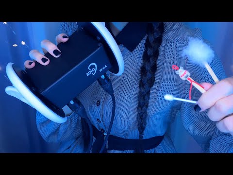 ASMR Tingly Ear Cleaning & Blowing for Deep Sleep 😴 (Whispering) bamboo, Q-tip, fluffy earpick / 耳かき