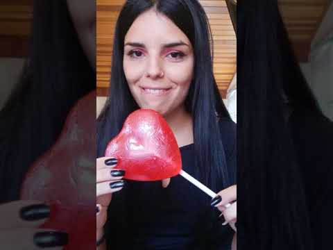 asmr sucking and licking heart lollipop