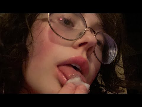 ASMR lofi lens licking with marshmallows (close up and far) (tongue flutters) (eating sounds)