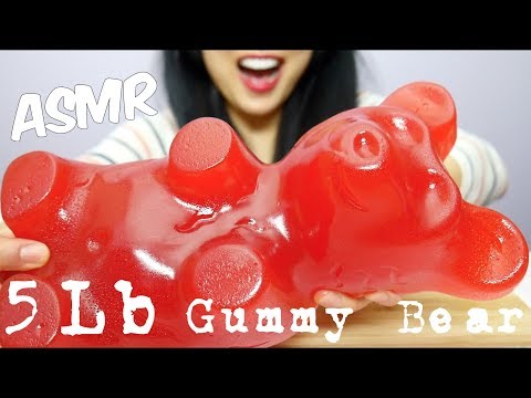 ASMR World's Largest GUMMY BEAR (Sticky Chewy EATING SOUNDS) Whispers | SAS-ASMR