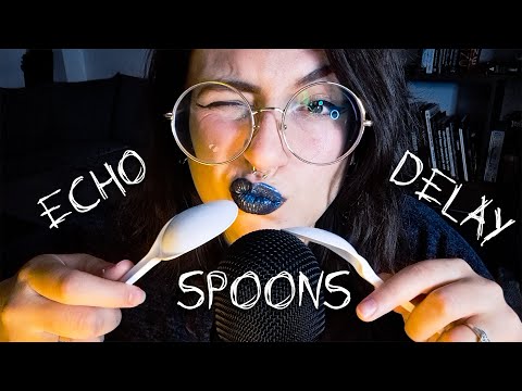 ASMR | 10 minutes of Echoed Spoon Action [plastic spoons trigger + echo & delay]