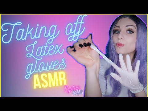 ASMR Taking off LATEX GLOVES. Wearing white medical 100% latex gloves with black nails. (No talking)
