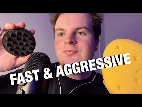 ASMR FAST & AGGRESSIVE TAPPING, SCRATCHING, MIC TRIGGERS + WHISPERED RAMBLES
