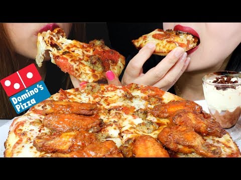 ASMR CHEESY PEPPERONI PIZZA + HOT WINGS + ICE CREAM SUNDAE 리얼사운드 먹방 | Kim&Liz ASMR