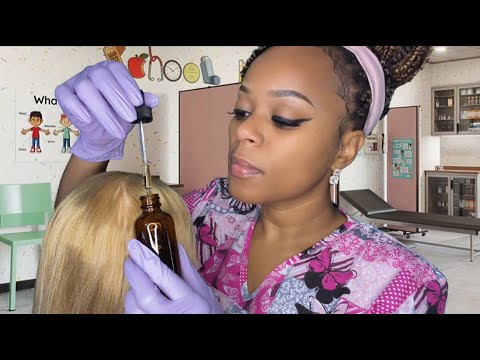 ASMR | 🍎 School Nurse Roleplay With Lice Check & Treatment | Scalp Oiling & Scratching | Hairplay