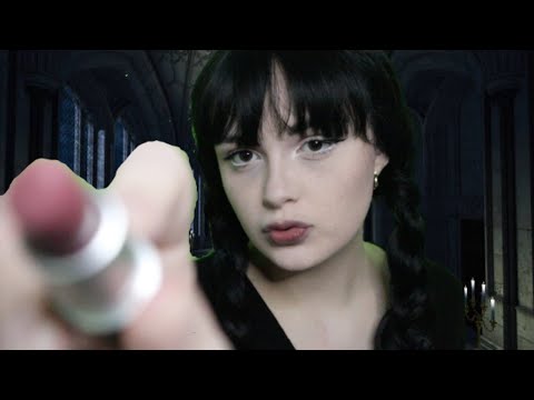 ASMR Wednesday Addams Does Your Makeup For the School Dance Roleplay! 🦇 🌙 🪦