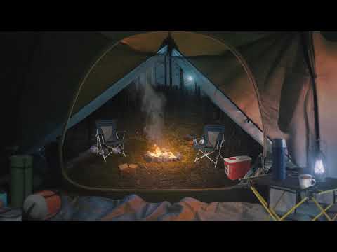 Camping in the Forest 🏕️🌲[ASMR] Relaxing Ambience ⋄ Nature 🔥 Campfire 🎒 backpack + Rain
