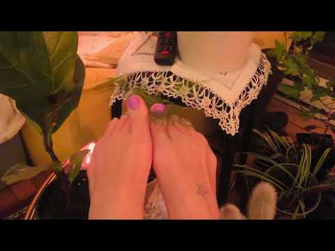 ASMR Feet rubbing happy plants