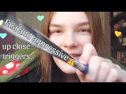 FAST AND AGGRESSIVE BLUE ROLER BRUSH ON TRIGGERS ASMR 🤐