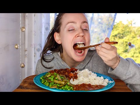 ASMR Eating Sounds | Survival Food | Bean Stew & Rice